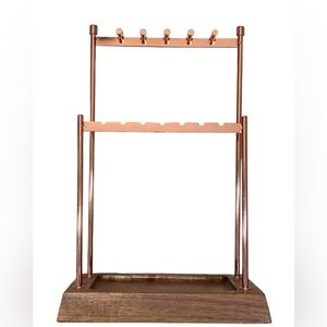 Pretty Rose Gold and Wood Jewelry Organizer. NWOT